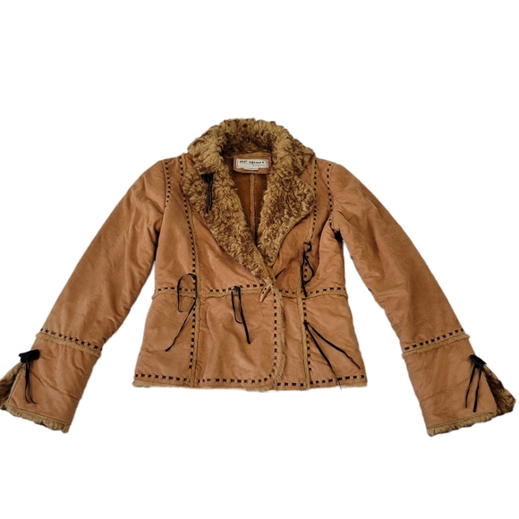 Vintage 90s Y2K RP Sport Penny Lane Faux Suede and Fur Coat Size Small - Picture 8 of 12